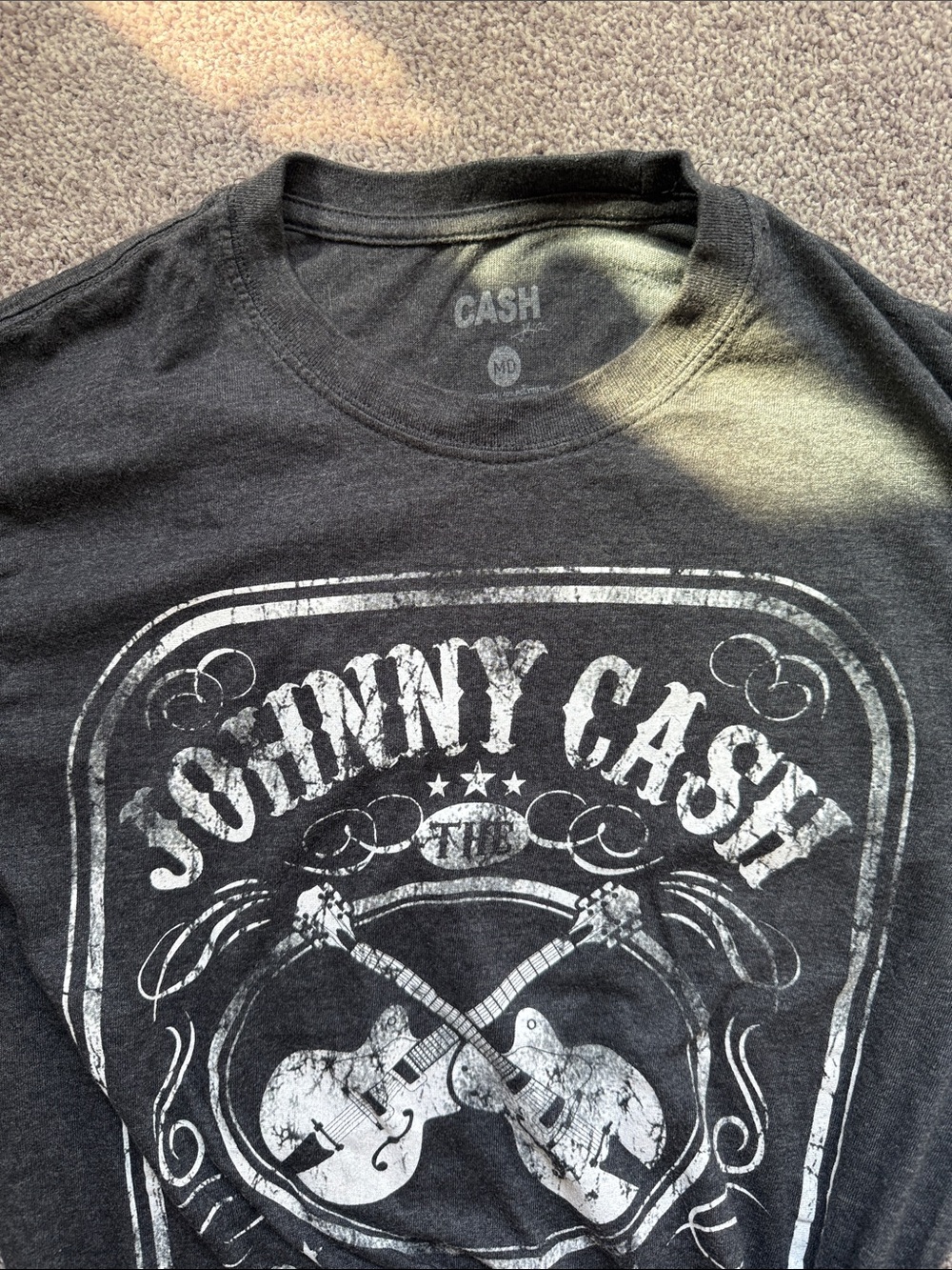 Johnny Cash Graphic Tee - Womans Black Crewneck Shirt - Picture 2 of 6
